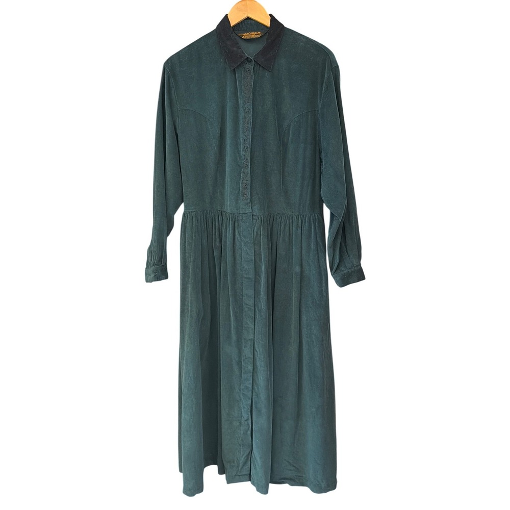 Vintage 90's Eddie Bauer Corduroy Dress Cottagecore Dark Academia Forestcore